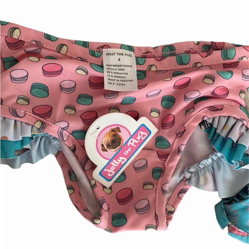NWT Girl's JELLY THE PUG Tankini Swimsuit Bikini 4T - Picture 4 of 7